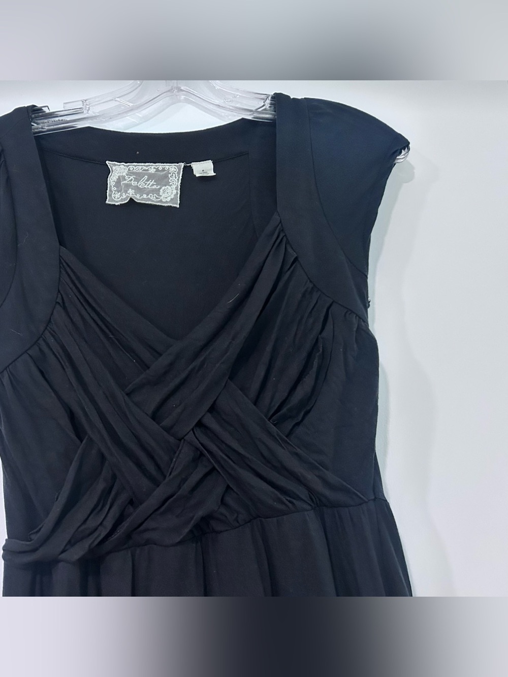 Anthropologie Deletta Black Cap Sleeve V-Neck Midi Women’s Dress - EUC
